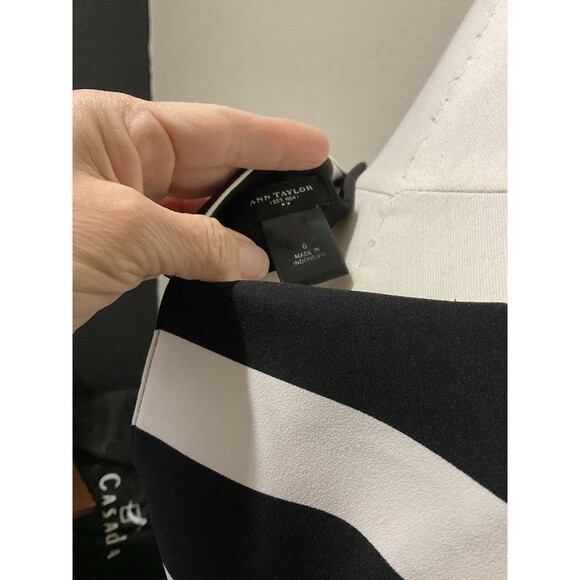 Ann Taylor, 3/4 Sleeve, Boatneck, Black/White Stripe Blouse, Size: 6 - Picture 4 of 5